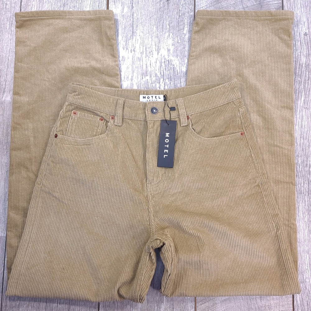 Motel Parallel Trouser Cord Women Size Medium Sand Beige Wide Leg Corduroy Pants - Picture 4 of 9